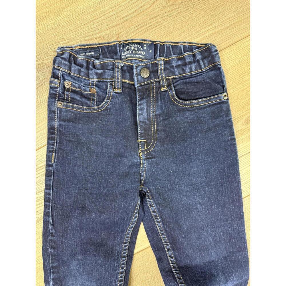 Lucky Brand Jeans Youth 6 Blue Dark Wash Skinny Adjustable Waist Stretch Denim - Picture 2 of 8